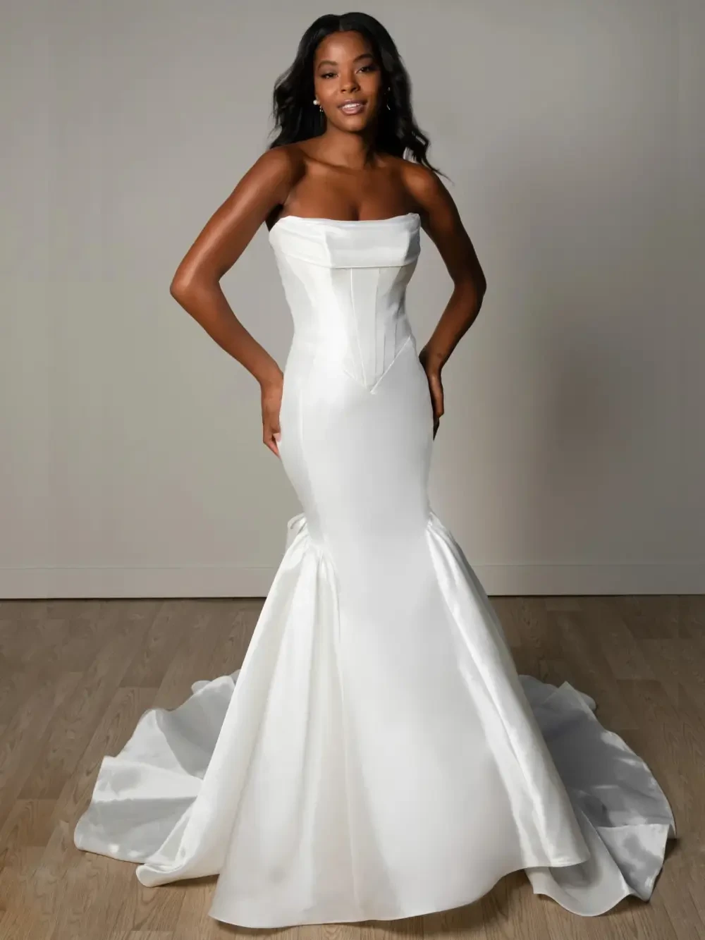 Model wearing a Stella York dress